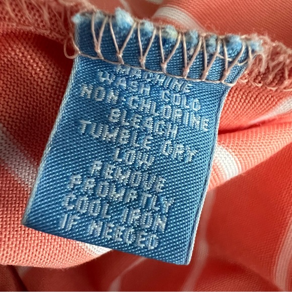 Men’s Golf Shirt Polo Short Sleeve Peach Stripe - Picture 4 of 5